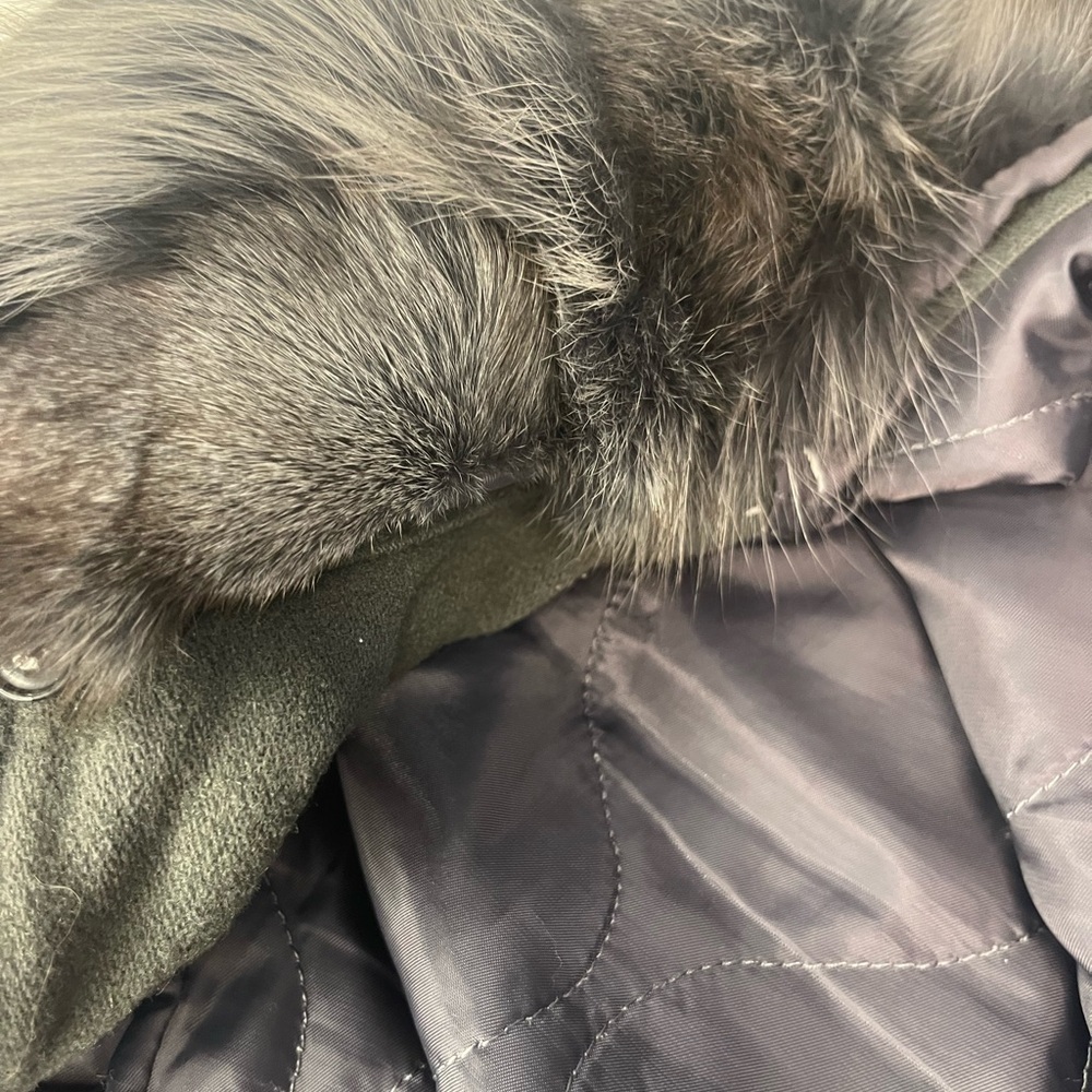Grey Wool/Cashmere and Rabbit Fur Utility Jacket London Women’s Medium - Picture 10 of 13